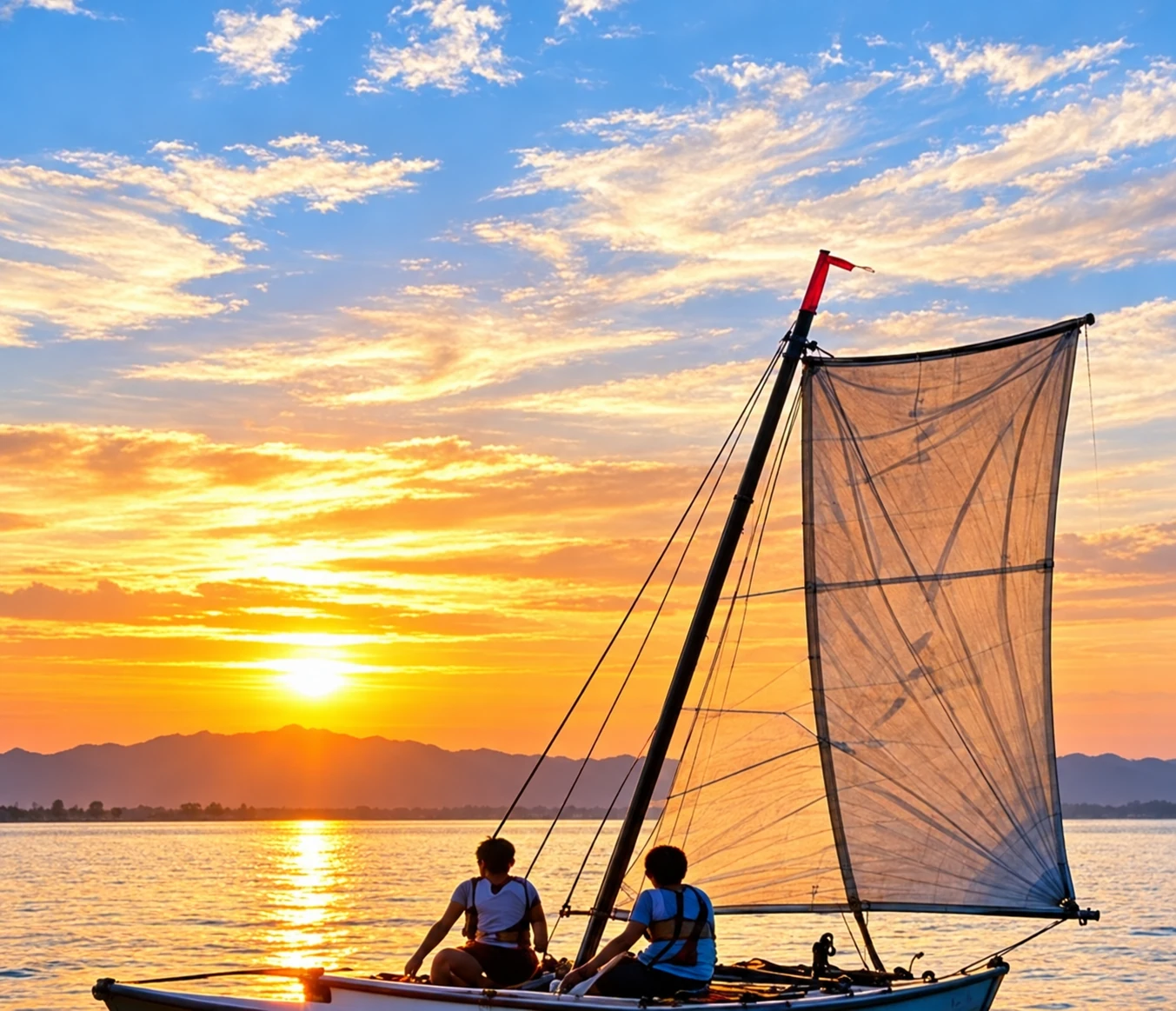 A traditional catamaran ride on the waters of Sri Lanka.